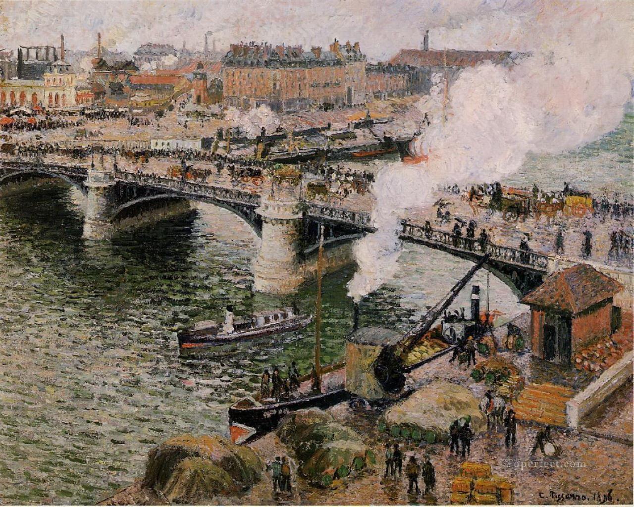 the pont boieldieu rouen damp weather 1896 Camille Pissarro Parisian Oil Paintings